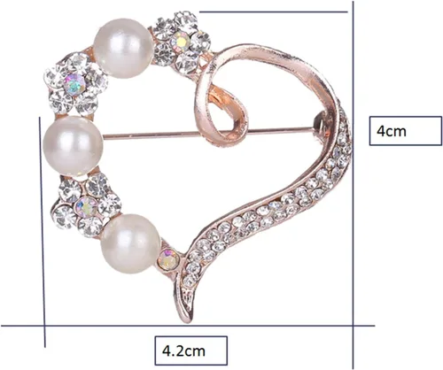Vista 6 de Guoshang - Broche coreano con diseño de corazón de melocotón y perlas con diamantes de imitación accesorios de ropa para mujer