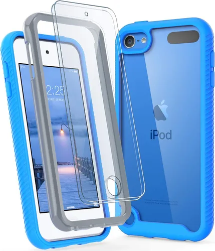 Vista 8 de ULAK Funda para iPod Touch 7ª generación con protector de pantalla HD 2, color negro Resistente a prueba de golpes 2 en 1 cubierta trasera