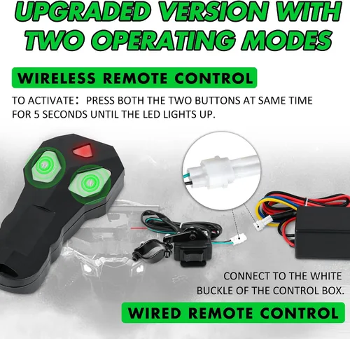 Vista 3 de Cabrestante eléctrico ATV/UTV de 2500 libras, cabrestante de cable de acero impermeable de 12 V, cabrestante eléctrico con control remoto con cable