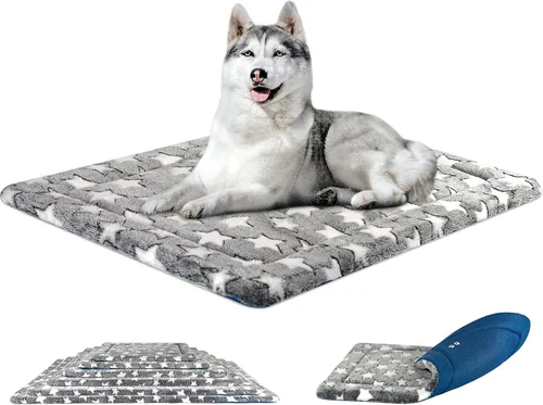 Vista 7 de KROSER Alfombrilla para Jaula Reversible (Fría y Cálida), Lavable a Máquina, para Perros Pequeños a XXX-Grandes, Gris, Azul Marino