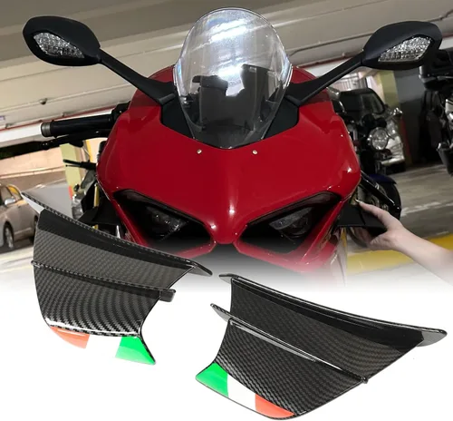 Vista 5 de 2 aletas de motocicleta para 400 250 Z900 Z1000, ala aerodinámica, alerón lateral de motocicleta (fibra de carbono brillante)