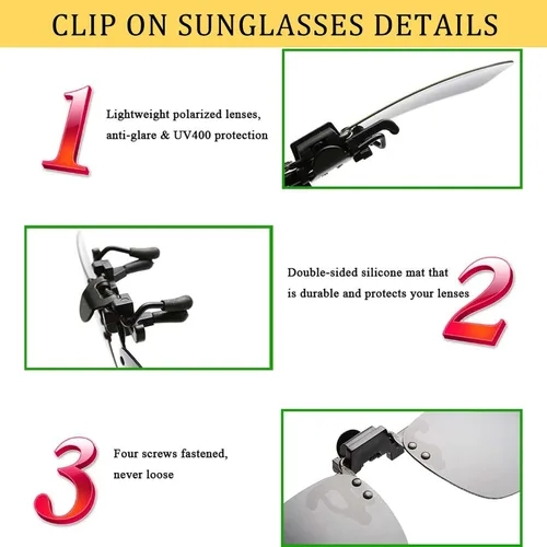 Vista 4 de Gafas de sol polarizadas con clip antirreflejos, gafas de conducción para gafas graduadas