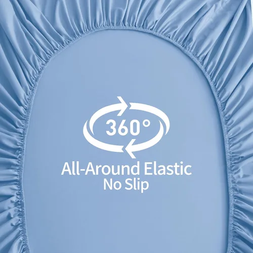 Vista 4 de BEDSUM - Sábana bajera de microfibra con bolsillo profundo para colchón, resistente a las arrugas, la decoloración y las manchas Azul Cielo