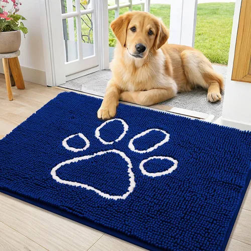 Vista 261 de Smiry Tapete para puerta de perro para patas fangosas, absorbente y Gris y negro