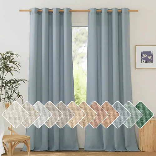 Vista 168 de NICETOWN - Cortinas de lino angora para ventana de cocina sobre el fregadero, con ojales, lino grueso angora, tratamientos cortos para ventanas