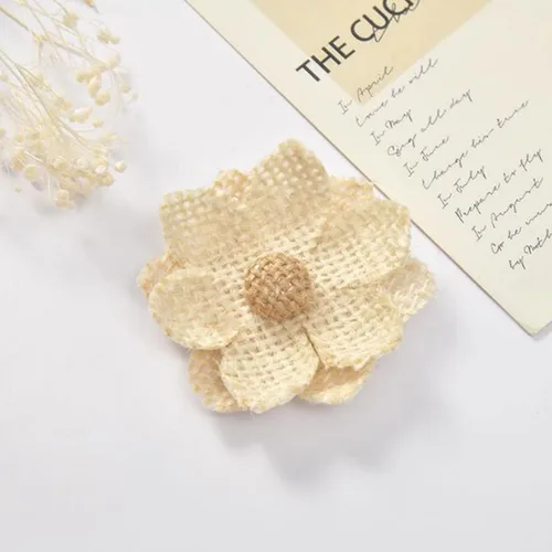 Vista 2 de 40 piezas de flores de arpillera hechas a mano, flores rústicas para el hogar, ramos de manualidades, decoración de fiesta de boda