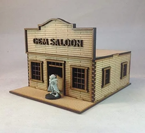 Vista 5 de Gem Saloon Western Building MDF Kit 1.102 in Terreno Paisaje Viejo Oeste