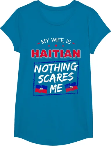 Vista 76 de My Wife Is Haitian Republic of Haiti Heritage Roots - Camiseta con bandera, Negro, S