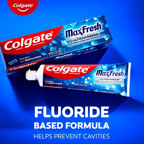 Vista 6 de Colgate MaxFresh Pasta de dientes con flúor, tamaño de viaje, menta, paquete de 24 unidades, 1 onza Mini Fresh Breath Toothpastes, Bulk