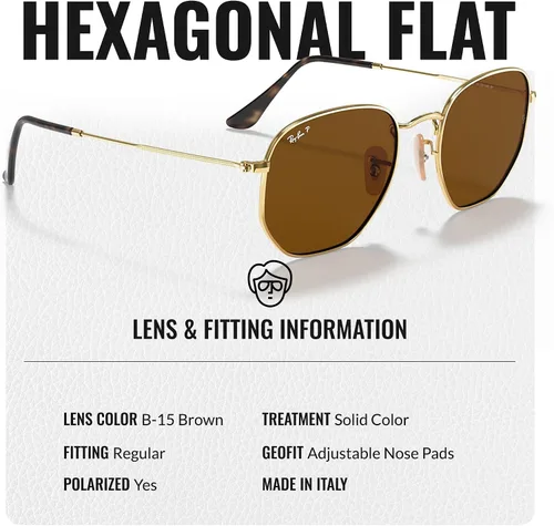 Vista 42 de Ray-Ban RB3548N Lentes planas hexagonales, gafas de sol cuadradas y redondas con kit oficial de gafas