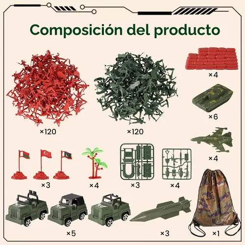 Vista 8 de AMOR PRESENT Juego militar de 277 piezas para hombres del ejército, juguetes militares para niños de 8 a 12, soldado militar, figuras de soldados