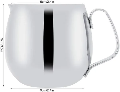 Vista 3 de Jarra de espuma de leche, jarra gruesa de acero inoxidable para café con leche, taza de espuma de café, jarra de leche plateada (10.1 fl oz)