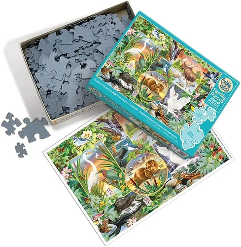 Vista 2 de Cobble Hill Family Piece's 350 Puzzle - River Magic - Muestra de póster incluido