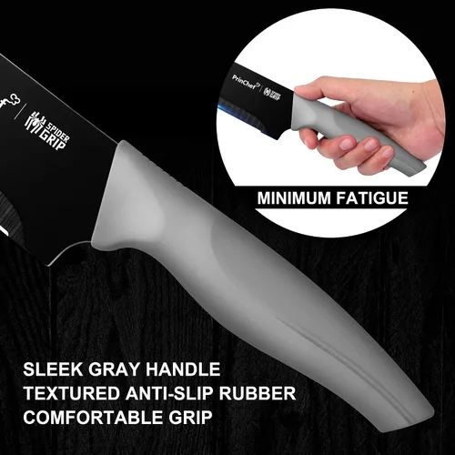 Vista 5 de PrinChef Cuchillo de chef, cuchillo de cocina ultra afilado de 8 pulgadas con funda, cuchillo de chef de acero de alto carbono con revestimiento