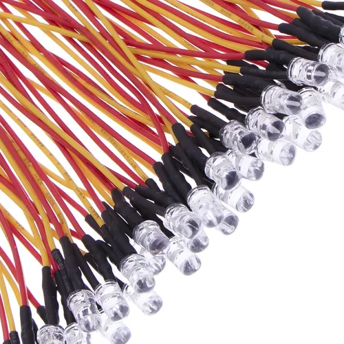 Vista 14 de 35 luces LED blancas precableadas de 0.197 in, diodos LED ultrabrillantes de 12 V y 0.197 in, resistencia integrada para proyectos de bricolaje