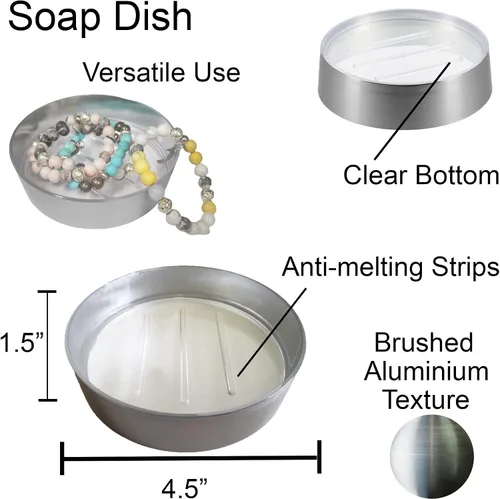 Vista 5 de Bandeja dispensadora de taza de jabón de aluminio cepillado NOUMEA