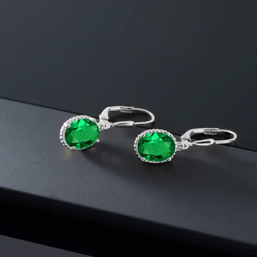 Vista 136 de Gem Stone King Aretes colgantes de gota para mujer, plata de ley 925, piedra natal ovalada de 0.354 x 0.276 in, joyería fina, regalos para ella