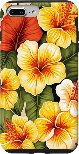 Vista 12 de Hawaiian Tropical Yellow Red Hibiscus Plumeria Case for iPhone 17
