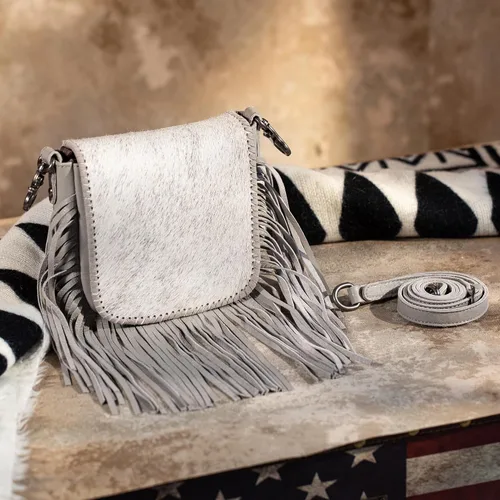 Vista 4 de Montana West Bolso bandolera occidental de cuero genuino con flecos para mujer
