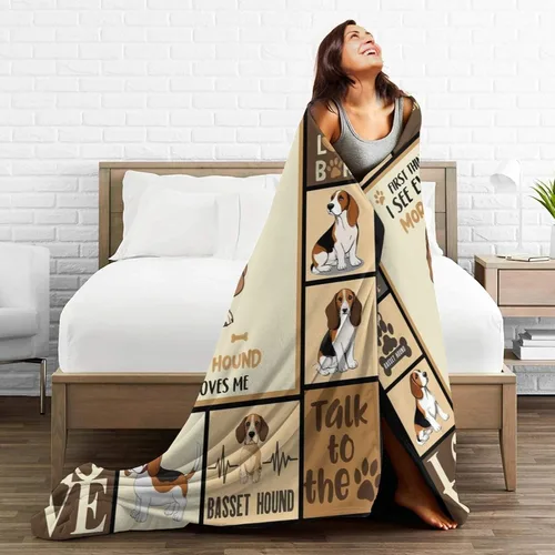 Vista 7 de Manta de Bassset, manta de felpa suave de forro polar para perros, ropa de cama de animales y perros, regalos acogedores para mujeres, niñas, niños