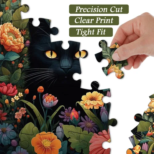 Vista 3 de Rompecabezas vintage de gatos para adultos de 1000 piezas en adelante, colección de rompecabezas de flores de PICKFORU animales y plantas