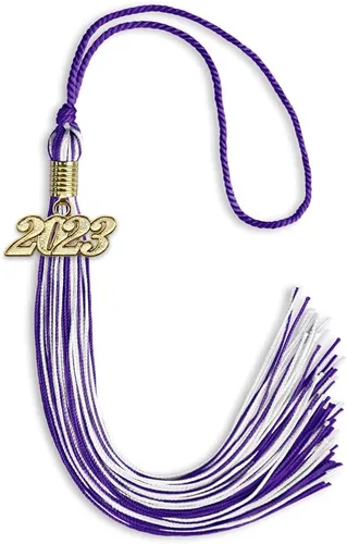 Vista 47 de Endea Graduation - Borla de doble color mixto con fecha dorada (negro/dorado antiguo, 2021)