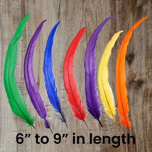 Vista 4 de ALAZCO 120 plumas naturales coloridas para manualidades, atrapasueños, disfraces de 6 a 9 pulgadas de largo, colores vibrantes, festivales