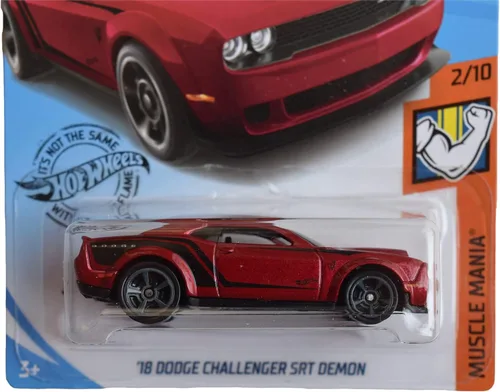 Vista 2 de Hot Wheels 2019 Muscle Mania '18 Dodge Challenger SRT Demon 194/250, granate