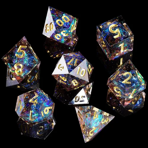 Vista 34 de Mini Planet RPG DND - Juego de mesa poliédrico de resina de borde afilado de Dungeons and Dragons, hecho a mano, 7 piezas (dinosaurio 3D)