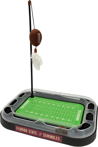 Vista 41 de Pets First NCAA Alabama Crimson Tide Football Field - Juguete rascador para gatos con peluche relleno de hierba gatera y juguete de plumas, con bola