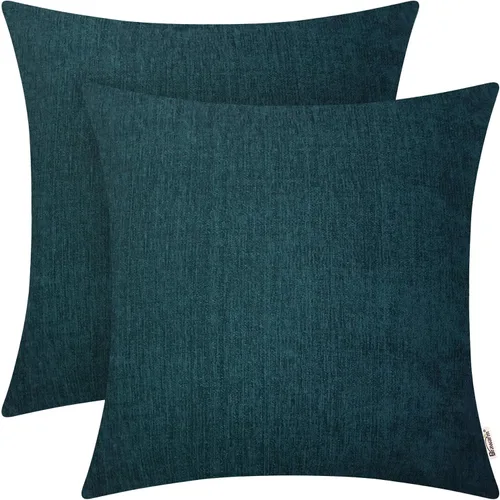 Vista 31 de BRAWARM Fundas de almohada 40x40 cm - Paquete de 2 fundas de almohada de chenilla negra, fundas de almohada de chenilla suave teñida sólida