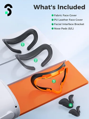 Vista 8 de Facial Interface for Quest 2, SOOMFON Face Pad Compatible with OculusMeta Quest 2, Face Cushion with 2 Replacement Pads Soft Face Pads Anti-Light
