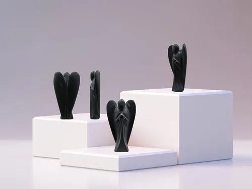 Vista 3 de Figura de ángel de cristal Shungite, ángel de la guarda de 3 pulgadas, figuras de ángeles, cristales curativos y piedras curativas