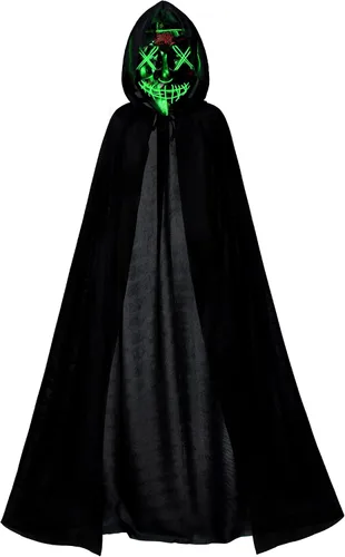 Vista 3 de Capa de terciopelo con capucha para niños, disfraz de Halloween con luz LED