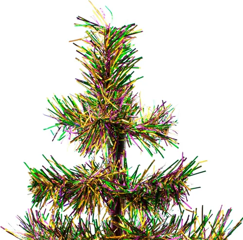 Vista 2 de Soporte de base de madera para árbol de Navidad con temática de Mardi Gras, 18 pulgadas