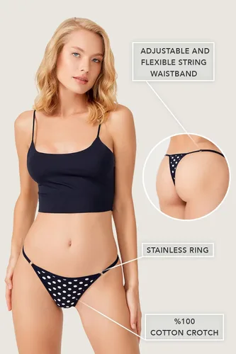 Vista 2 de Cottonhill Underwear Tangas de algodón para mujer con cintura ajustable 6 piezas bragas de algodón para mujer