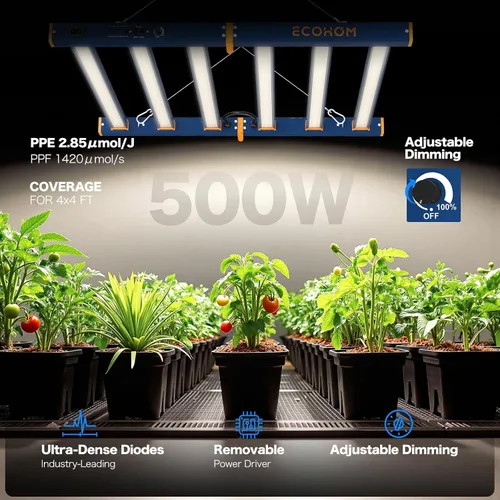 Vista 2 de Luz LED de crecimiento, luces de crecimiento de 500 W para plantas de interior, luz de crecimiento de espectro completo, lámpara de planta plegable