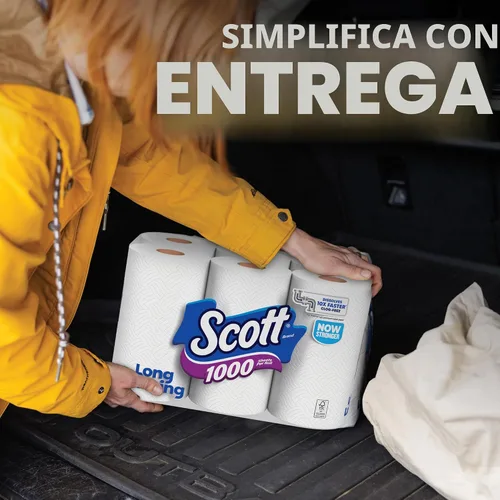 Vista 8 de Scott 1000 papel higiénico, 8 rollos, apto para tanque séptico, papel higiénico de 1 capa