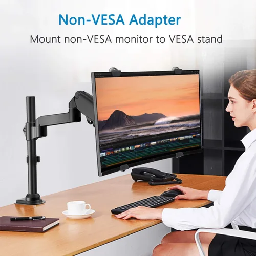 Vista 4 de HUANUO Kit adaptador universal de montaje VESA, adaptador no VESA para pantallas de monitor de 17 a 27 pulgadas a montaje VESA de 75x75