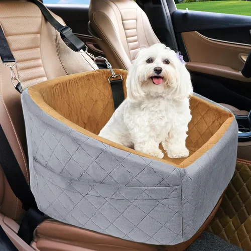 Vista 13 de NEEZUKAR Asiento de automóvil para perros pequeños y medianos, asiento elevador desmontable lavable para perros de menos de 30 libras, asiento