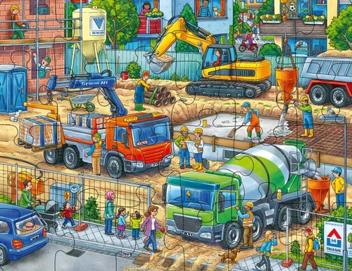 Vista 2 de Ravensburger Construction Site - Rompecabezas de marco de 24 piezas para niños mayores de 4 años