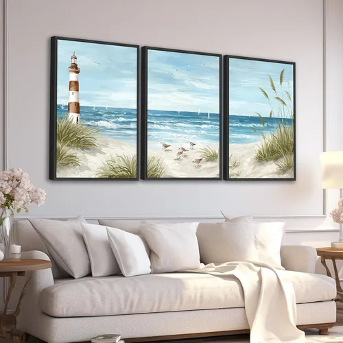 Vista 11 de Arte de Pared Botánico Enmarcado Grande - Decoración de Pared de Hojas Tropicales 16"x24" Juego de 3 Impresiones de Arte Bohemio Beige Pintura
