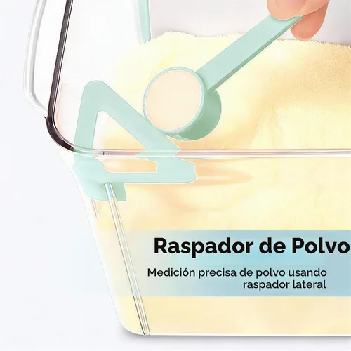 Vista 3 de Contenedor de fórmula para bebé dispensador de fórmula con raspador y cuchara, un botón, práctico contenedor de leche en polvo de 25.75 oz, sin BPA