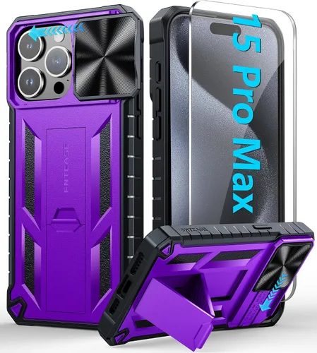 Vista 45 de FNTCASE for iPhone 11-Pro Phone Case: Military Grade Drop Proof Mobile Cover with Kickstand & Slide Rugged Shockproof Bumper Heavy Duty Protector