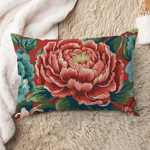 Vista 38 de ArogGeld Fundas de cojín de estilo chinoiserie, diseño de flores y pájaros, color rosa rubor, diseño de animales de pavo real, jardín asiático