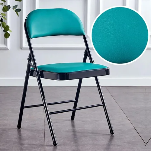 Vista 2 de Folding Chairs Silla de escritorio acolchada para muebles, silla de camping, silla de descanso plegable con marco de metal para sillas de oficina