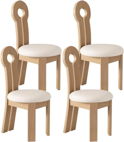Vista 21 de YVYKFZD Dining Chairs Set, Solid Wood Dining Room Chair, Upholstered Kitchen Chairs, Unique Key-Shaped Living Room Chair, for Offices Bedroom Study