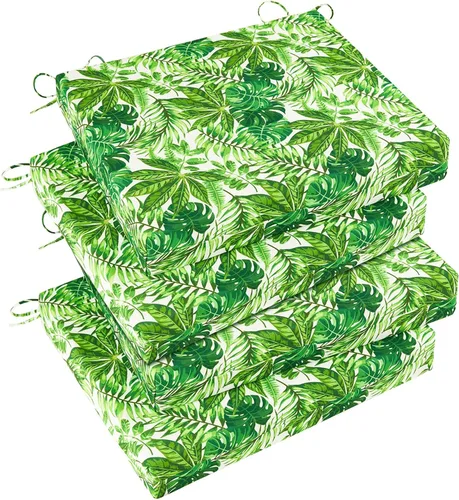 Vista 35 de Basic Beyond Juego de 4 cojines para sillas de exterior, cojines de exterior para muebles de patio, cojines resistentes al agua para sillas de patio