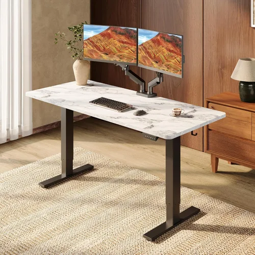 Vista 17 de SANODESK - Escritorio eléctrico ergonómico ajustable de altura grande de 71 Marco extendido blanco/parte superior blanca