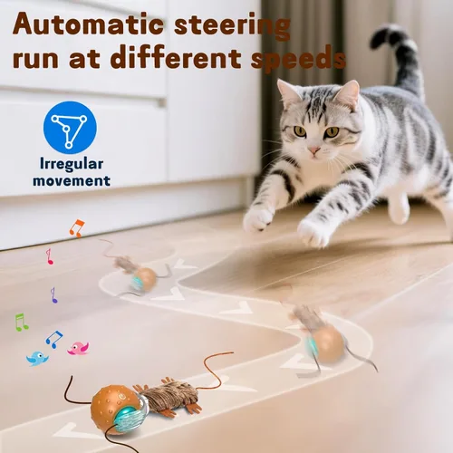 Vista 6 de Pelota de juguete interactiva para gatos, juguete interactivo automático para gatos diseñado por ratones, una pelota móvil para gatos, juguetes